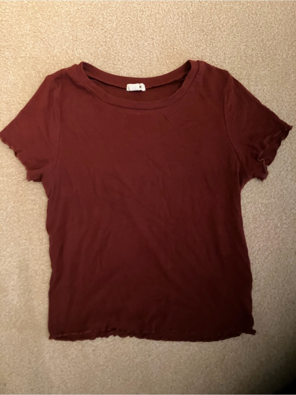 Garage Rust Ribbed Tee with Scalloped Edges
